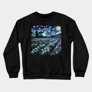 Enchanted Flower Garden Night: Pansy Starry Floral Crewneck Sweatshirt